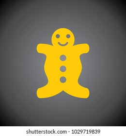 Yellow Ginger Bread icon on black background.