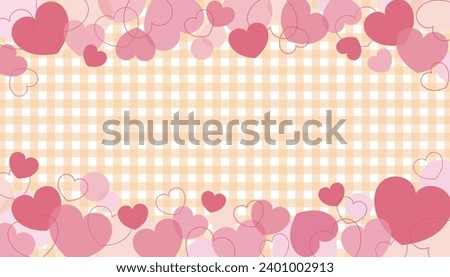 Yellow gingham check valentine frame with cute pink hearts on top and bottom