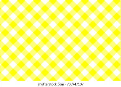 Yellow Gingham pattern. Texture from rhombus/squares for - plaid, tablecloths, clothes, shirts, dresses, paper, bedding, blankets, quilts and other textile products. Vector illustration.