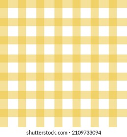 Yellow Gingham plaid vector seamless pattern. Buffalo check surface design. Geometric abstract background.