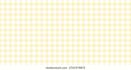 Yellow gingham seamless pattern with soft pastel checkered design