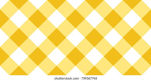 Yellow Gingham Tablecloth Seamless Diagonal Pattern