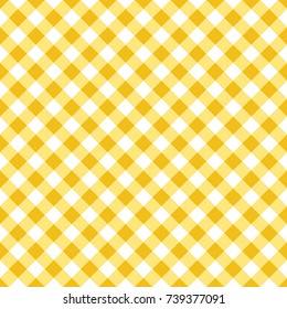 Yellow Gingham Tablecloth Seamless Diagonal Pattern