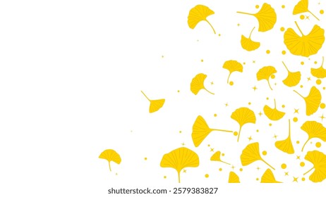 Yellow ginkgo biloba leaves background. Botanical vector illustration, decoration greeting card. backdrop