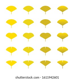 Yellow, ginkgo, leaves, illustration, various colors