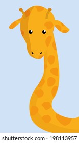 a yellow giraffe in a blue background