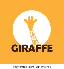 Yellow Giraffe Head Silhouette Illustration Logo