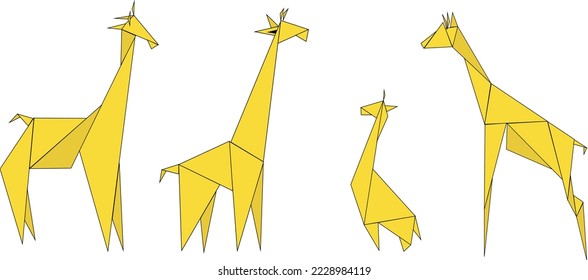 yellow giraffes, set of stickers, animals