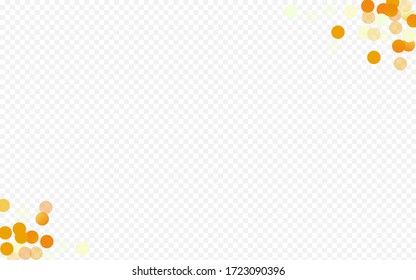 Yellow Glamour Transparent Background. Falling Dot Postcard. Gold Circle Abstract Invitation. Confetti Happy Card.