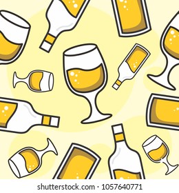 yellow glass and bottle seamless pattern background