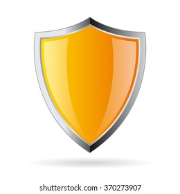 Yellow glass shield icon vector illustration isolated on white background