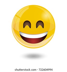 yellow glass smiley emoticons emoji, vector illustration