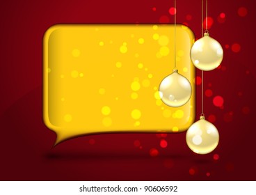 Yellow glass speech bubble with christmas baubles