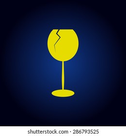 Yellow Glass Of Wine Icon  on a blue background