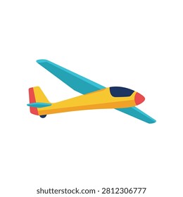 Yellow glider airplane vector illustration with airplane aviation recreation aircraft transportation aerodynamics