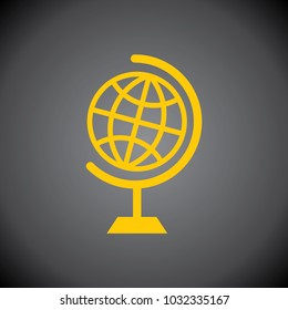 Yellow Globe icon on black background.