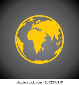 Yellow Globe icon on black background.