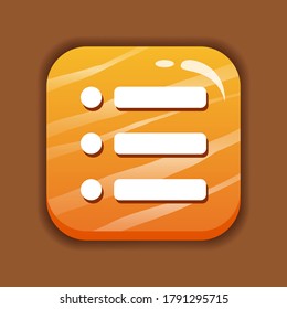 yellow glossy button. For game and app. Button vector design