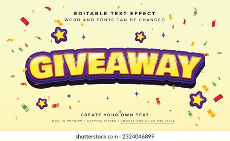 Yellow Glossy Giveaway 3D editable text effect, suitable for promotion, product, headline, poster