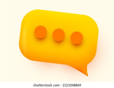 Yellow glossy speech bubble illustration. Social network communication concept. Vector illustration