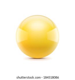 Yellow glossy sphere isolated on white. Vector illustration for your design.