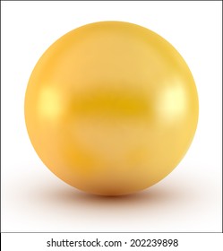 Yellow glossy sphere isolated on white. Vector illustration for your design.