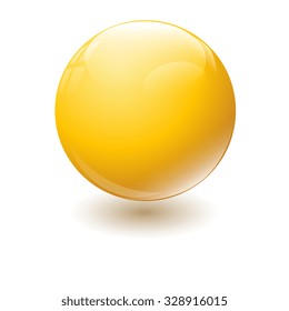 Yellow glossy sphere isolated on white. Vector illustration.