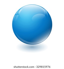 Yellow glossy sphere isolated on white. Vector illustration.