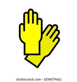 Guantes amarillos para limpiar. Ilustración aislada de vectores sobre fondo blanco.