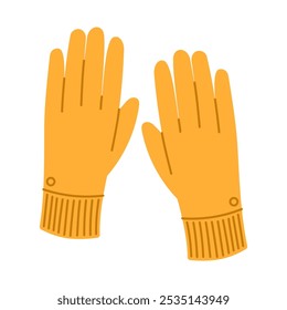 Guantes amarillos. Prendas de mano para invierno y otoño. Ilustración aislada de Vector plano