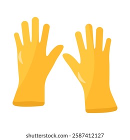 Yellow gloves on a white background. Garden and vegetable garden. House cleaning. Vector object.