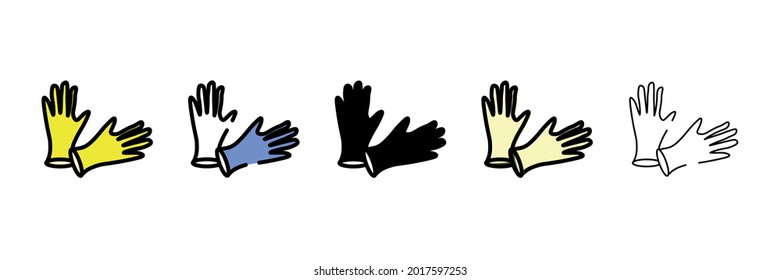 yellow gloves vector type icon