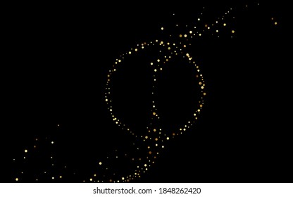 Yellow Glow Glamour Vector Black Background. Rich Splash Card. Golden Shine Christmas Texture. Confetti Falling Illustration.