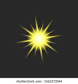 Yellow glow glowing on a transparent background Gleam, bright flash, sparkle ,light effect stars,shiny flash,decoration twinkle,Glowing light effect  and bursts collection Vector