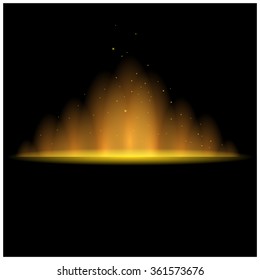 The yellow glow on a black background