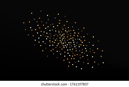 Yellow Glow Paper Black Background. Vector Round Card. Gold Sparkle Bright Design. Confetti Happy Background.