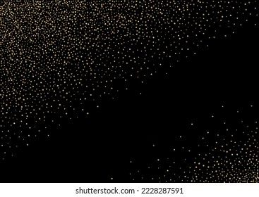 Yellow Glow Paper Vector Black Background. Luxury Rain Card. Gold Round Abstract Texture. Polka Isolated Backdrop.