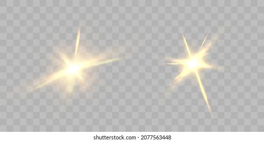 Yellow glowing explosion explosion with transparent. Vector illustration for decoration. A bright star, a flash of the sun. Glare texture. Vector