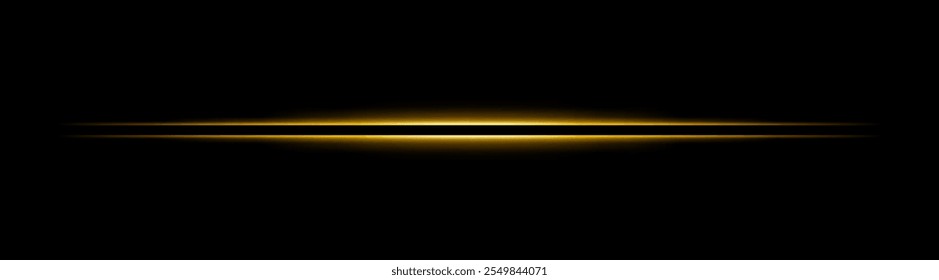 Feixe de luz horizontal amarelo brilhante. Design elegante e nítido com tons quentes para efeitos sci-fi ou futuristas. Ideal para planos de fundo abstratos, transições de luz ou visuais inspirados em neon