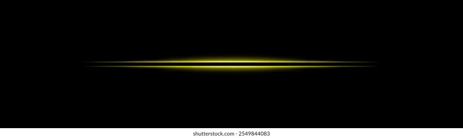 Feixe de luz horizontal amarelo brilhante. Design elegante e nítido com tons quentes para efeitos sci-fi ou futuristas. Ideal para planos de fundo abstratos, transições de luz ou visuais inspirados em neon