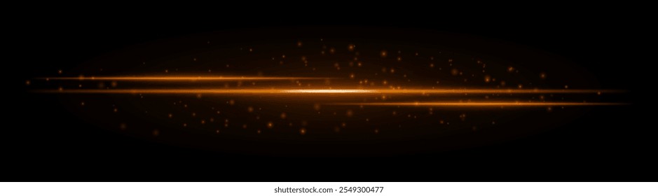 Yellow glowing laser beam with scattered spark effects on a dark background, creating a futuristic and dynamic atmosphere.