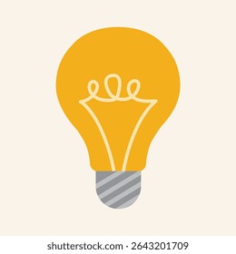 Yellow glowing light bulb, vector illustration