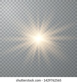 Yellow glowing light burst explosion with transparent. Bright Star. Transparent shining sun, bright flash. Star on transparent background.