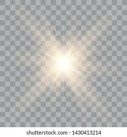 Yellow glowing light burst explosion with transparent. Bright Star. Transparent shining sun, bright flash. Star on transparent background.