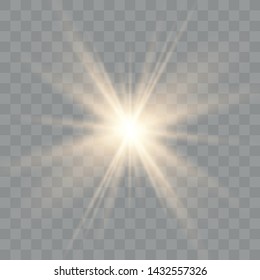 Yellow glowing light burst explosion with transparent. Bright Star. Transparent shining sun, bright flash. Star on transparent background.