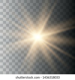 Yellow glowing light burst explosion with transparent. Bright Star. Transparent shining sun, bright flash. Star on transparent background.