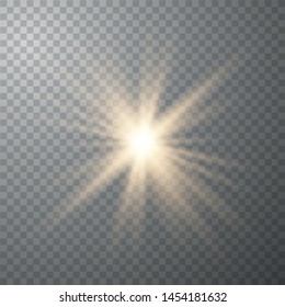 Yellow glowing light burst explosion with transparent. Bright Star. Transparent shining sun, bright flash. Star on transparent background.