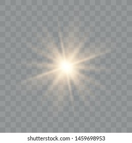 Yellow glowing light burst explosion with transparent. Bright Star. Transparent shining sun, bright flash. Star on transparent background.