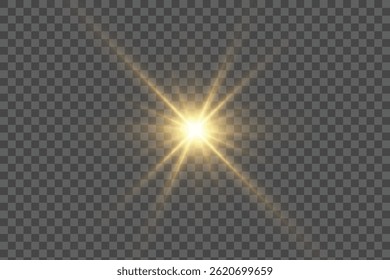 Explosão de rajada de luz brilhante amarela com transparente. Ilustração vetorial para decoração de efeito frio com cintilações de raio. Estrela brilhante. Brilho transparente gradiente brilho brilho, brilho brilhante. Textura brilhante.