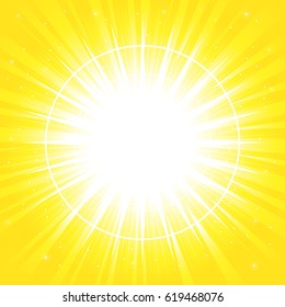 Yellow glowing light burst explosion, illustration for cool effect background decoration